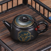 陶瓷迷你功夫黑小茶壶套装耐高温泡茶家用单壶250ml过滤中式复古