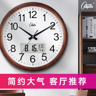 康巴丝静音挂钟客厅万年历(万年历)现代时钟，简约挂表北欧创意家用石英钟表