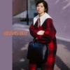 日本欧美风Beamsboy意大利羊毛纤维直接编织格子轻柔保暖时髦外套