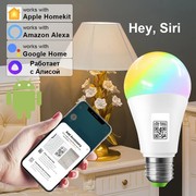 苹果家庭led智能灯泡wifi，语音控制七彩台灯，变光球泡e27螺口暖光