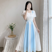 中国风夏装女士连衣裙改良汉服日常少女古装超仙连衣裙修身