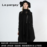 Lapargay纳帕佳2023秋冬女式无袖针织上衣中长款风衣马甲外套