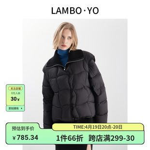 LAMBOYO秋冬23单叠双穿毛衫羽绒服小众时尚设计休闲2件套装女