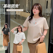 韩版宽松休闲爱心镂空短袖T恤2024春季圆领套头上衣显瘦时尚