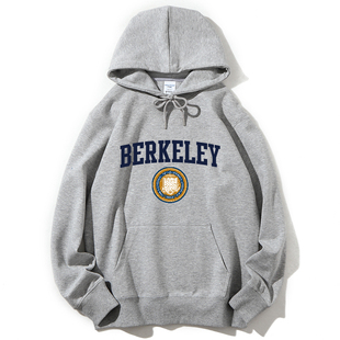 加州大学伯克利分校带帽套头，卫衣加绒berkeley男女秋冬外套