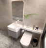 日式一体式小尺寸洗漱洗手面盆带壁柜，小户型挂墙式p型方盆浴室柜