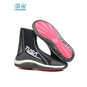 tusa5mm潜水靴厚底保暖超强抓地力硬底长靴，带拉链高帮鞋子涉水