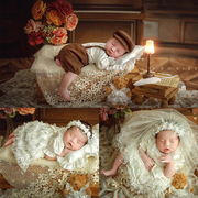 婴儿拍照复古婚纱套装女宝艺术照，衣服kd摄影道具，新生儿整套主题