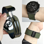 卡素表带适用华为手表gt2疯马纹GT3pro真皮watch3 /4磁吸扣22三星
