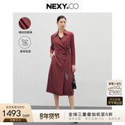nexy.co奈蔻秋季时尚，经典百搭红色气质风衣，外套女士流行大衣