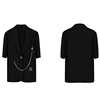 墨系列夏季挂链装饰外套，女短袖西装外套黑色，显瘦潮b14标齐全
