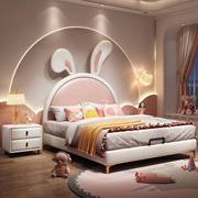 儿童床女孩1.5米兔粉色佛山家具现代简约卧室家用软包床公主
