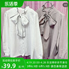 王小姐日系地雷系，量产型软妹蝴蝶结荷叶，边雪纺长袖打底衬衫