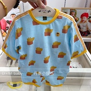 韩国潮童装 21夏男女童宝宝蓝色满印中袖T恤洋气可爱套装F2