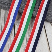 三色条纹红白蓝织带，涤纶海军风彩带藏青奖牌，带背包带间色民族布带