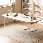 奶油风书桌家用实木白色悬浮桌轻奢极办公桌写字台桌子法式高级