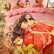 公主卡通床上女儿房三四件套纯棉床单被套少女孩全棉儿童单人床冬