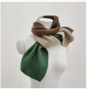 韩国进口冬季绿棕拼色撞色围巾防风保暖多色小围脖女