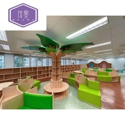 茂墨大树书架创意环形图书馆包柱子(包柱子)绘本架幼儿园，环创树形装饰架多