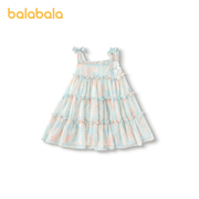巴拉巴拉女童连衣裙2024夏季儿童，裙子雪纺吊带蛋糕裙宝宝童装