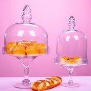 欧式玻璃水果盘果盆果篮蛋糕，罩结婚f创意，现代客厅家用茶几高脚托