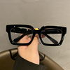 网红黑色大框眼镜女2021复古素颜显瘦方形近视眼睛配度数镜架