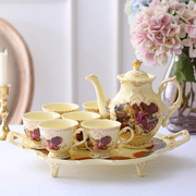 欧式茶具套装带托盘陶瓷英式下道家用喝茶杯套装水杯整套结婚礼物