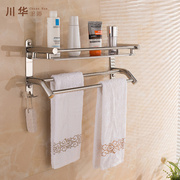 不锈钢置物架毛巾架304双层亮光浴室卫生间卫卫浴挂件浴置物架