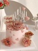 网红烛台蛋糕装饰摆件爱心，珍珠生日快乐插件仿真玫瑰花七夕情人节