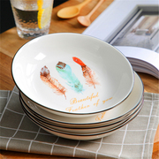 釉下创意陶瓷盘子餐具套装色釉家用圆盘碟四方盘子菜盘微波炉可用