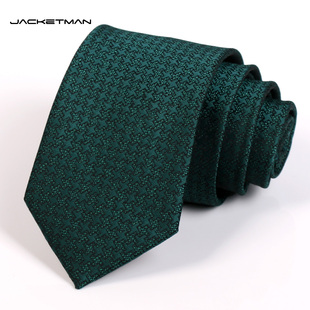 jacketman领带男韩版窄款正装商务墨绿色7cm几何，图案时尚潮男款