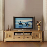美式乡村实木电视柜复古靠墙，橡木储物柜法式客厅，边柜高端家具定制