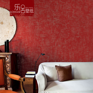 复古美式壁纸纯色红色墙纸国潮风中式客厅卧室背景墙中国红故宫红