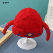 婴儿帽子秋冬季厚款针织帽保暖护耳帽新生儿胎帽初生宝宝毛线帽子