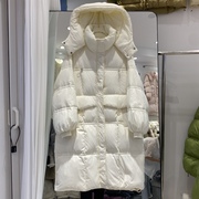 韩国东大门羽绒服女中长款2023年粉色韩版宽松冬季外套