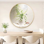 绿植光影圆形装饰画极简原木风入户玄关桌挂画清新客厅餐厅墙壁画