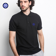 国际米兰夏季男士polo衫，棉质纯黑色商务休闲短袖，衬衫国米运动