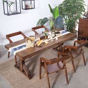现代简约全实木餐桌原木长方形餐厅吃饭桌复古咖啡厅工作室桌子
