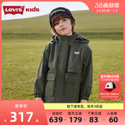 levi's李维斯(李维斯)童装男童中长款风衣2023秋冬季儿童防风保暖外套
