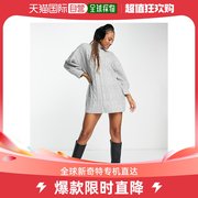 香港直邮潮奢 monki 女士Monki 麻花扭纹针织高领迷你连衣裙(灰色