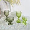 清新唯美菱形橄榄绿高脚杯钻菱形复古欧美牛奶红酒玻璃杯花器