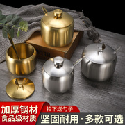 韩式304不锈钢调味瓶罐厨房辣椒酱油罐盐罐带勺调料盒创意金色罐