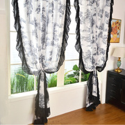 美式田园窗纱法式卧室落地窗橱窗，窗帘成品纱帘定制款式免打孔加工