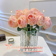 玫瑰仿真花假花室内客厅房间装饰花摆件餐桌，花摆设花干花花束轻奢