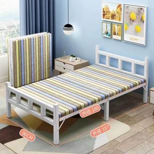简易床午休高脚床加固折叠床单人双人床成人家用铁床1m1.2m1.5米