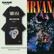 nirvana涅盘天使摇滚乐队，短袖男女vintage美式复古街头潮流t恤衫