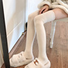 过膝袜女秋冬日系加绒白色长筒袜加厚保暖高筒袜米色羊毛中筒袜子