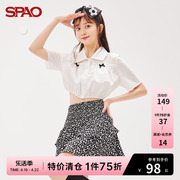 SPAO女士雪纺衫夏季蝴蝶结短款衬衫上衣SPBBC36S51