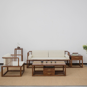 新中式实木沙发组合老榆木禅意简约民宿客厅黑胡桃木家具