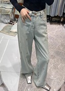 欧货2024春夏拖地裤女韩版设计感个性钉珠百搭复古休闲牛仔裤